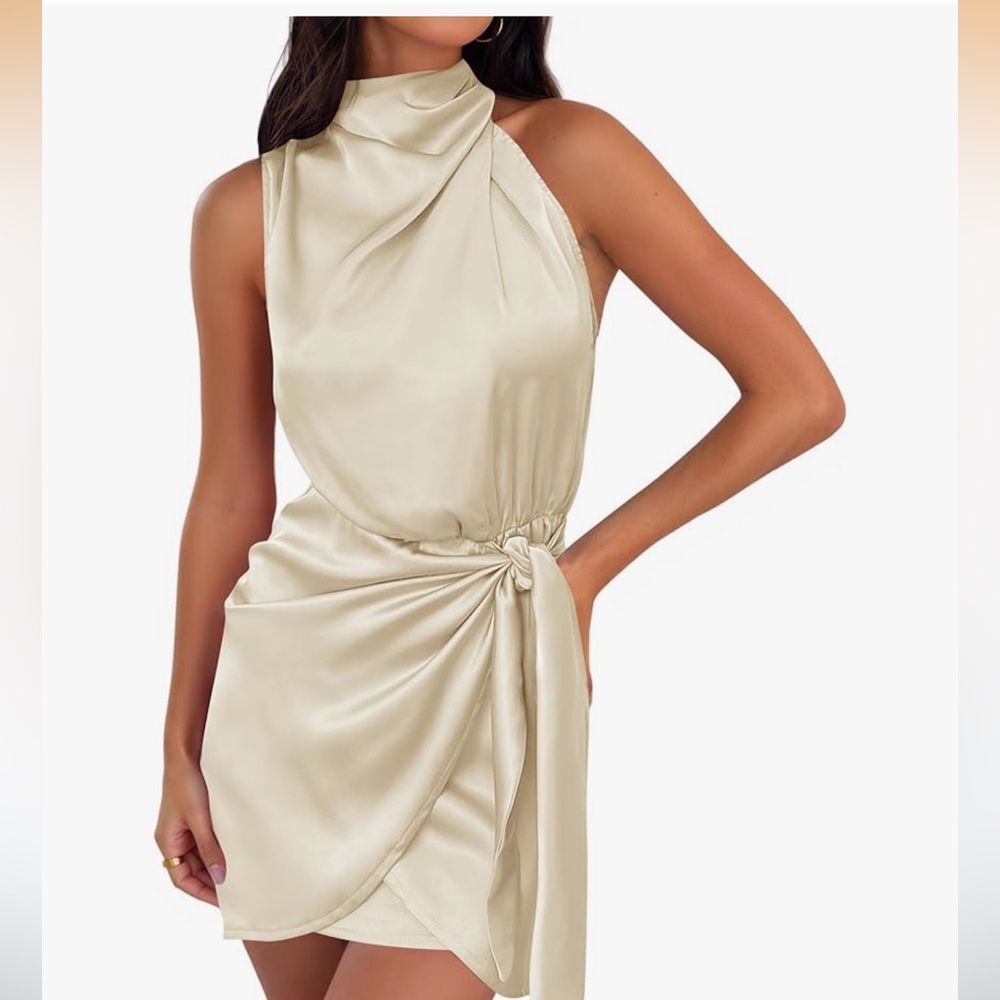 Elegant Cream Sleeveless Dress